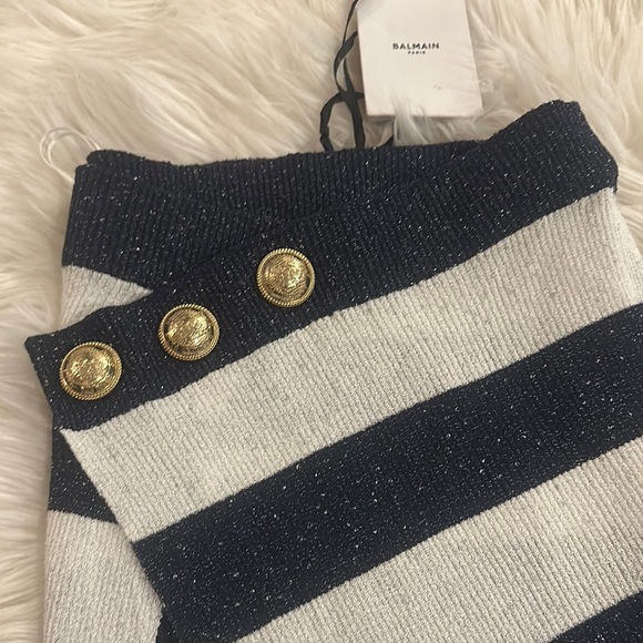 AUTHENTIC Balmain BlUE and White Asymmetrical Skirt. NWT - Picture 6 of 8